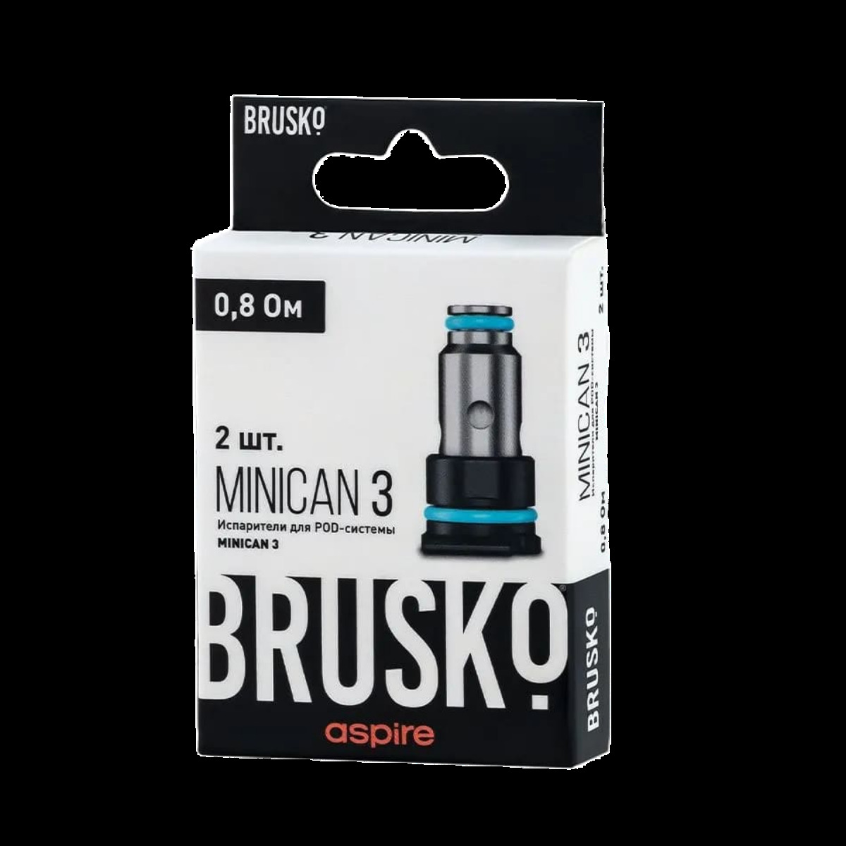 Испарители BRUSKO MINICAN 3, 0.8 ОМ, 2 ШТ, (В УПАК. 2 ШТ.)